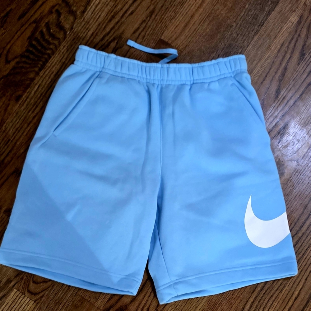 Blue Nike Athletic Shorts with White Nike Logo